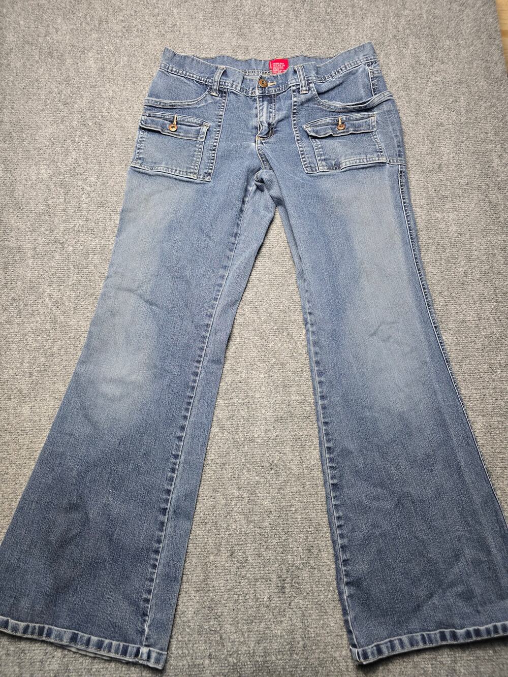 TILT Y2K Low Rise Cargo Flare Jeans Women's Size 9 Blue Denim